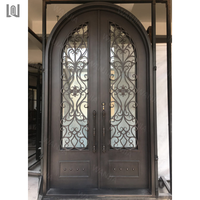Grossiste vente promotionnelle Porte française d'entrée extérieure Porte française d'entrée de sécurité en fer forgé Porte française d'entrée en fer forgé