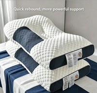 Oreiller ergonomique personnalisé à neuf cavités en fibre, anti-bactérien, respirant, avec housse amovible pour le soutien du cou, aide au sommeil, simple/double, pour adulte