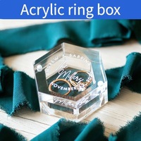 Boîte à bagues en acrylique personnalisée avec gravure personnalisée, boîte à bijoux hexagonale transparente pour bagues de mariage, boîte à souvenirs pour cérémonie, cadeau