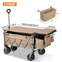 Chariot pliable portable, chariot de camping, chariot de plage, chariot pliable en Oxford 600D, capacité de charge de 200 kg, poignée réglable pour pousser et tirer