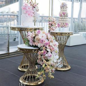 Juego de 3 Piezas de Centros de Mesa de Metal Dorado de Alta Calidad de 70/80/90 cm para Bodas, Soporte Moderno para Pastel de Boda, Cumpleaños - Product Image 1