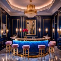 Comptoir de bar incurvé moderne en marbre avec éclairage LED haute luminosité pour discothèque, salon, restaurant