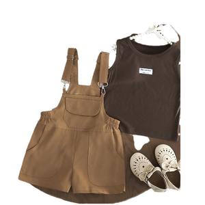 Completo Estivo 2024 per Bambine: Salopette con Colletto e Maniche Corte, Set Due Pezzi in Cotone Velour con Stampa Cartoon, Nuovo Stile dal Produttore - Product Image 5