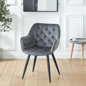 Modern Luxury Design Metal Legs Arm Fabric Velvet Restaurant <b>Dining</b> <b>Chair</b> for Kitchen Room - Product Image 1