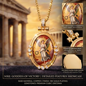 Pendentif Nikegoddess Déesse de la Victoire, émail artisanal, zircon, talisman, amulette, collier, cadeau de remise de diplôme, bijoux - Product Image 2
