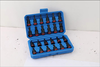 Juego de puntas de impacto de 3/8 pulgadas, de acero aleado S2, con vasos hexagonales y Torx H3-H14 T10-T60 CR-V, con acabado de fosfato negro, en estuche perforado, métrico.