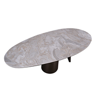 Table à manger ronde moderne en pierre frittée 8 places avec base métallique 2400 mm pour hôtel, bureau, bâtiment – Vente en gros fabricant
