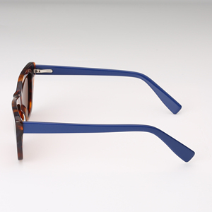 Gafas de sol de acetato estilo ojo de gato para mujer, montura completa de tortuga, patillas azules, protección UV400, estilo adulto, en stock - Product Image 4