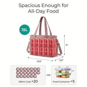 Sac fourre-tout matelassé personnalisé de grande taille pour femme, en toile, multi-poches, isotherme pour le stockage des aliments - Product Image 2