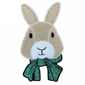 Şönil tavşan yamalar özel Logo boyutu Glitter Sequins nakış demir On rozetleri için giysi çanta