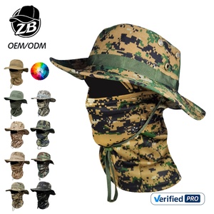 Sombrero Boonie de Camuflaje Personalizado con Máscara Facial Desmontable, Unisex, de Ala Ancha, Protección Solar, para Pesca y Actividades al Aire Libre - Product Image 1