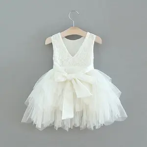 OEM Flowergirl Dress Short Sleeve Boutique Clothing Children Dresses All Over Glitter Baby Girl Party Dress For 1 Year