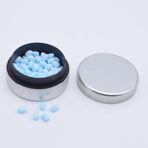 Boîte en étain ronde pour bonbons à la menthe résistante aux enfants, personnalisée avec impression, boîte en étain CR avec insert pour l'emballage de bonbons gélifiés - Product Image 4