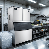Machine à glaçons commerciale 1200 kg à double tête, refroidie par air et eau, 220 V, pour entreprise de glaces – Vente directe usine