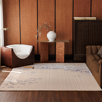 Tapis de salon moderne en peluche de haute qualité, extra épais, à motifs floraux orientaux, bleu, laine de Nouvelle-Zélande, soie de bambou, fait main