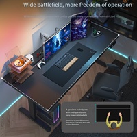 Bureau d'e-sport, bureau d'ordinateur de bureau, bureau à plateau séparé pour la maison, réglable avec multiprise, pliable et extensible