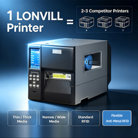 Impresora RFID Industrial Multimaterial Versátil LONVILL, Impresora de Etiquetas de Papel Térmico, Etiquetas RFID Anti-Metal para Lavandería