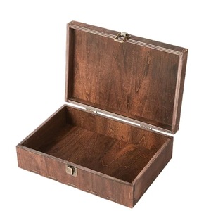 Retro Wooden Flip Top <b>Storage</b> <b>Box</b> Rectangle Solid Color For <b>Photos</b> Letters Jewelry Collectibles - Product Image 3