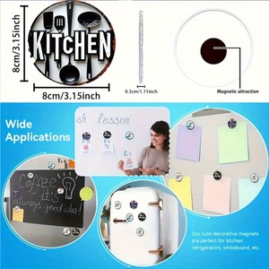 Logotipo personalizado Vintage cocina acrílico magnético nevera pegatina redonda duradera 8cm No necesita batería para la decoración del hogar - Product Image 6