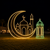 Metallrahmen Moschee-Kuppel Halbmond Stern Gold LED-Lichterkette Ramadan-Motiv-Beleuchtung für Plätze im Freien Ramadan-Festival-Dekoration IP65 CE