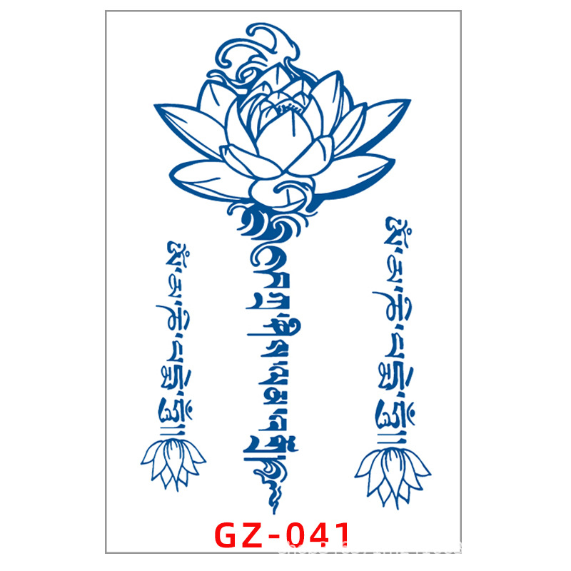 FanYue 2022 оптовая продажа пользовательских перекрестных травяных соков полуперманентных цветов лотоса тату наклейки водостойкие тату наклейки на палец