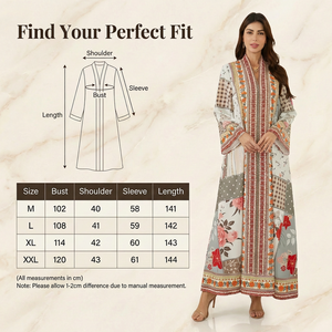 Ethnic <b>Patchwork</b> Modest Dress for Women Loose Flare Sleeve Casual Maxi Wear Supplier - Product Image 5