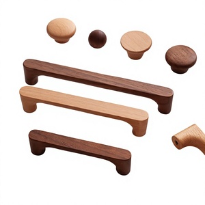 Ensemble de boutons et poignées de meubles en bois faits à la main, forme ronde, design minimaliste, durable, pour montage sur porte, décoration intérieure de cuisine - Product Image 1
