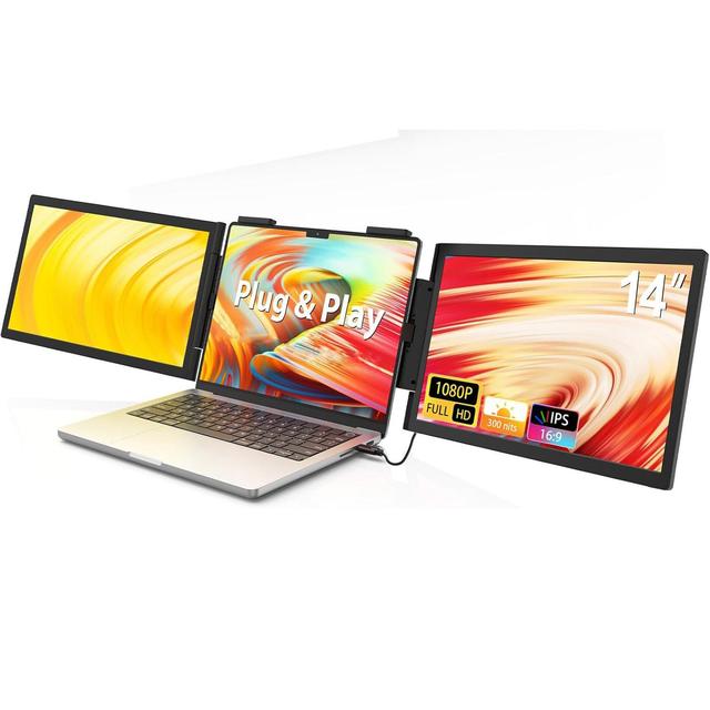 Easy Setup 14 Inch 1080P Dual-screen Portable Monitor for Laptop Expansion IPS Panel for Multi-Tasking