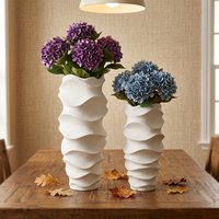 Pot Bunga & Planter Taman Modern Besar Warna Hijau dari Fiberglass Beton untuk Luar Ruangan Bentuk Spiral