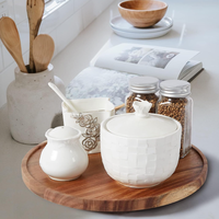 Plateau tournant de rangement Lazy Susan en bois d'acacia de 10 pouces pour armoire, table et garde-manger