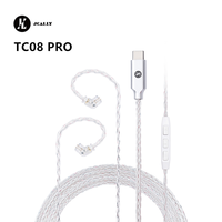 JCALLY TC08 PRO Kabel IEM HiFi QDC 0.75/0.78 MMCX 2Pin Tipe-C Berlapis Perak untuk Upgrade Earphone KZ CCA KBEAR TRN 7HZ TFZ