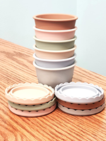Contenants en silicone pour aliments pour bébés, lot de 6, 4 oz, ensemble de rangement pour collations pour bébés, gobelets d'alimentation pour bébés étanches et anti-fuites, compatibles congélateur et micro-ondes