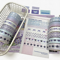 Ruban Washi semi-transparent à finition mate, bleu-violet vintage rétro, pour Bullet Journal, tableau d'humeur et carnets d'art