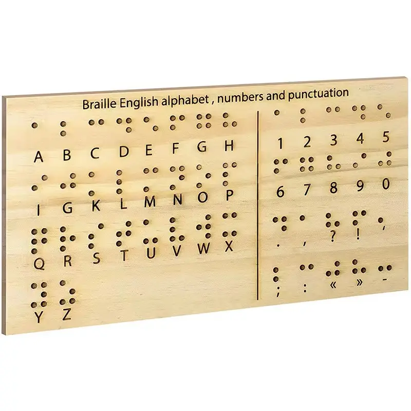 Punto rotondo in legno Braille alfabeto numero di bordo didattici educativi in forma di dito maestro muro segno Braille apprendimento