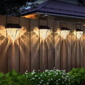 태양 다이아몬드 벽 조명 LED 방수 정원 조명 야외 계단 울타리 장식 조명