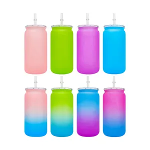 USA warehouse BPA free Colorful PP PET PC plastic acrylic 16oz beer glass soda can Glass Cups with pp lid and straw for vinyl