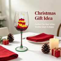 Verre à vin à long pied rayé rouge et vert, peint à la main, design de Noël personnalisé, élégant, sans plomb, pour la décoration de table et l'usage commercial