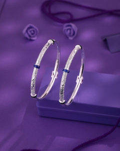 925 Sterling Silver <b>Bangles</b> for Ladies Textured Sparkle Adjustable Kada <b>Set</b> Traditional Indian Enamel Design Jewelry for Women - Product Image 1