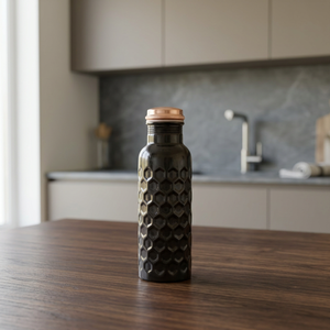 Bouteille jetable à double paroi en cuivre pur à 100 %, grande capacité, pour eau détoxifiante et boisson saine - Utilisation domestique, artisanat indien - Product Image 3