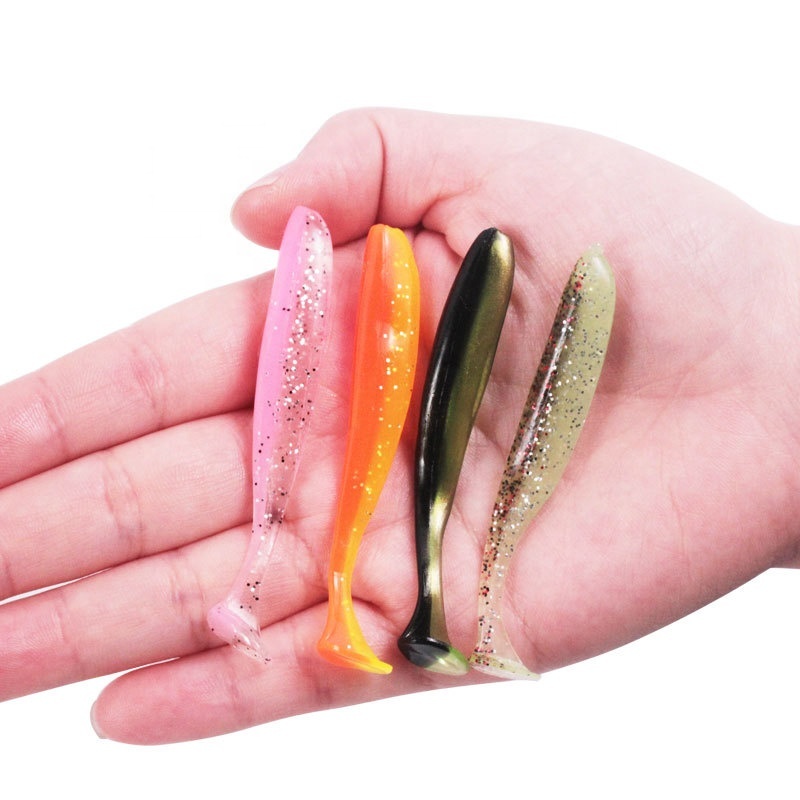 50 esche da pesca in silicone morbido verme da 2,5 cm (beige