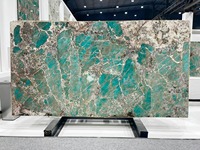 Carreaux de pierre de granit d'amazonite turquoise en marbre vert clair de luxe pour revêtement mural et tables de comptoirs