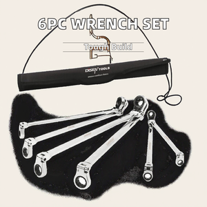 Jeu de clés à anneau double face en acier au chrome-vanadium Disen, 6 pièces, extra longues, 8-19 mm, métriques, anti-étincelles, qualité industrielle, à fourche - Product Image 2