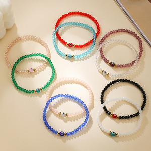 กำไลข้อมือลายตาปีศาจ ลูกปัดปรับขนาดได้ ซ้อนกันได้ เครื่องประดับผู้หญิง ลูกปัดตาสีฟ้า เครื่องประดับแฟชั่น ผลิตจากเมืองอี้หวู่ - Product Image 1