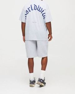 Ensemble survêtement gris chiné oversize avec t-shirt et short, tenue de sport personnalisable - Product Image 2