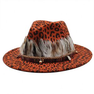 Sombrero Fedora de Ala Ancha Bicolor de Poliéster/Algodón, Estilo Europeo-Americano, Formal, con Estampado de Leopardo, para Fiestas, Pesca, Otoño e Invierno - Product Image 1