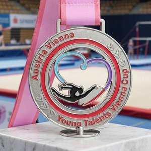 Medallas Personalizadas con Silueta de Corazón y Gimnasta, Medallas de Premio de Aleación de Zinc Metálico Esmaltado, Medallas Premium para Gimnasia Rítmica y Danza - Product Image 2