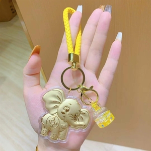 Éléphant en or pur 999, faisant fortune tous les jours, chaîne de téléphone portable, pendentif pour sac, porte-clés, cadeau pour les couples - Product Image 4