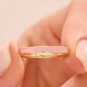 Anelli Personalizzati all'Ingrosso in Acciaio Inossidabile 316L Placcato Oro 14k 18k, Anelli Sottili Impilabili <span class=keywords><strong>con</strong></span> Iniziali per Donne - Product Image 2