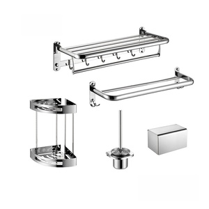 Ensemble d'accessoires de salle de bain modernes noirs à fixer au mur, 5 pièces : porte-serviettes, porte-savon, porte-papier toilette, étagère d'angle - Product Image 2