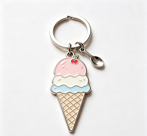 Porte-clés en métal personnalisé en forme de crème glacée, porte-clés en émail, porte-clés en alliage de zinc, souvenir, cadeau - Product Image 1